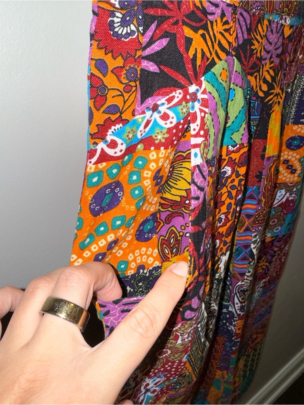 Bohemian Patchwork Maxi Skirt - Multicolor - Picture 3 of 7
